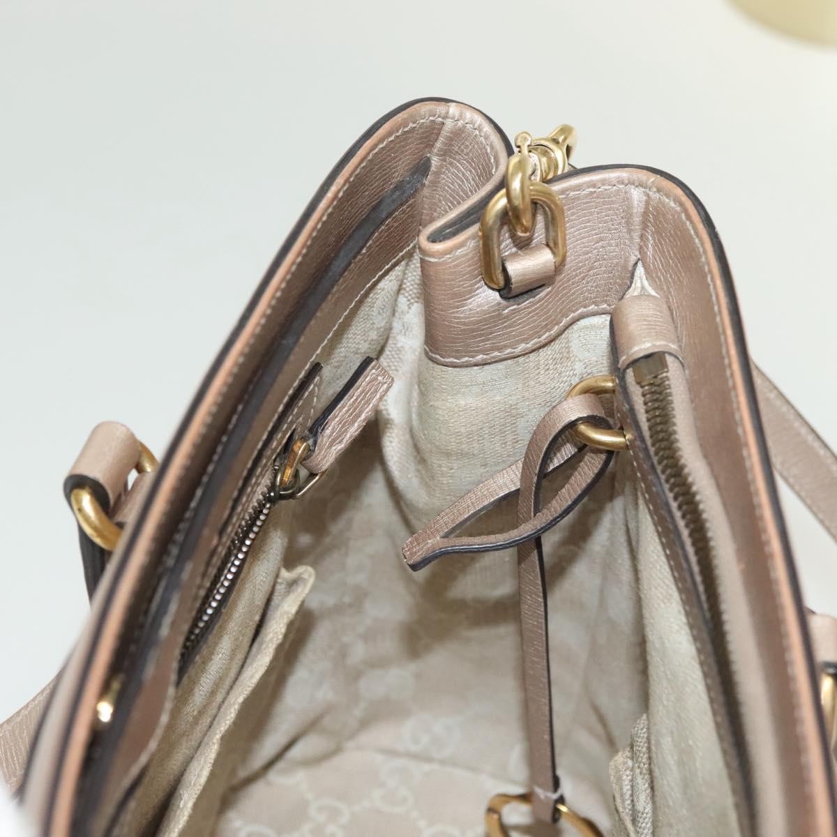 Gucci Bright Bit Convertible Tote Leather, GOLD, LEATHER, Tote bag