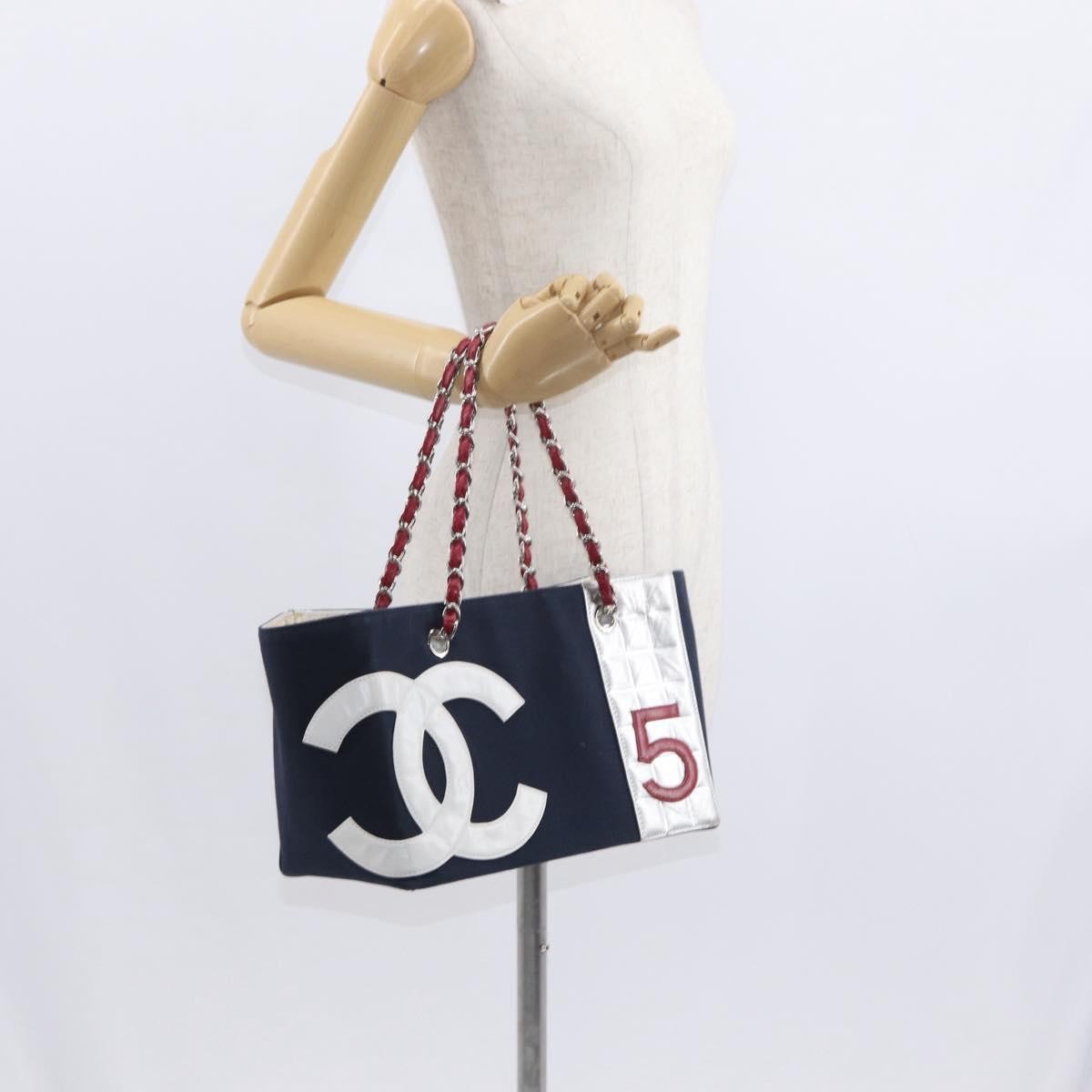 Chanel No.5 Tote Canvas and Leather, NAVY, CANVAS, Tote bag