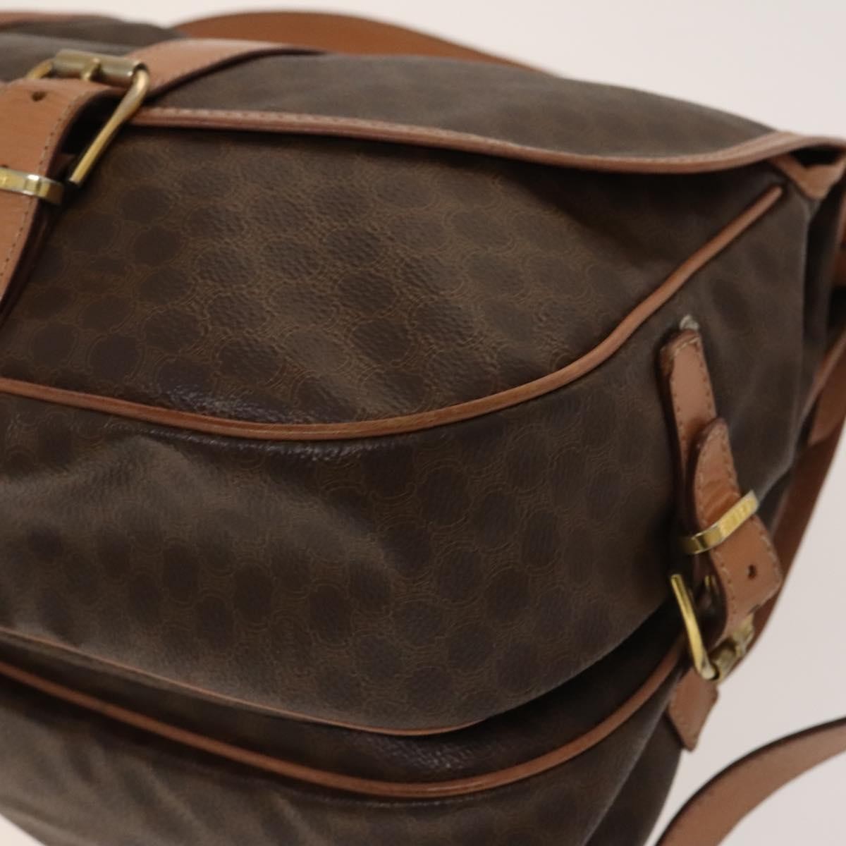 Celine Macadam Shoulder Bag PVC Leather, Brown, PVC + Canvas, Crossbody Bag