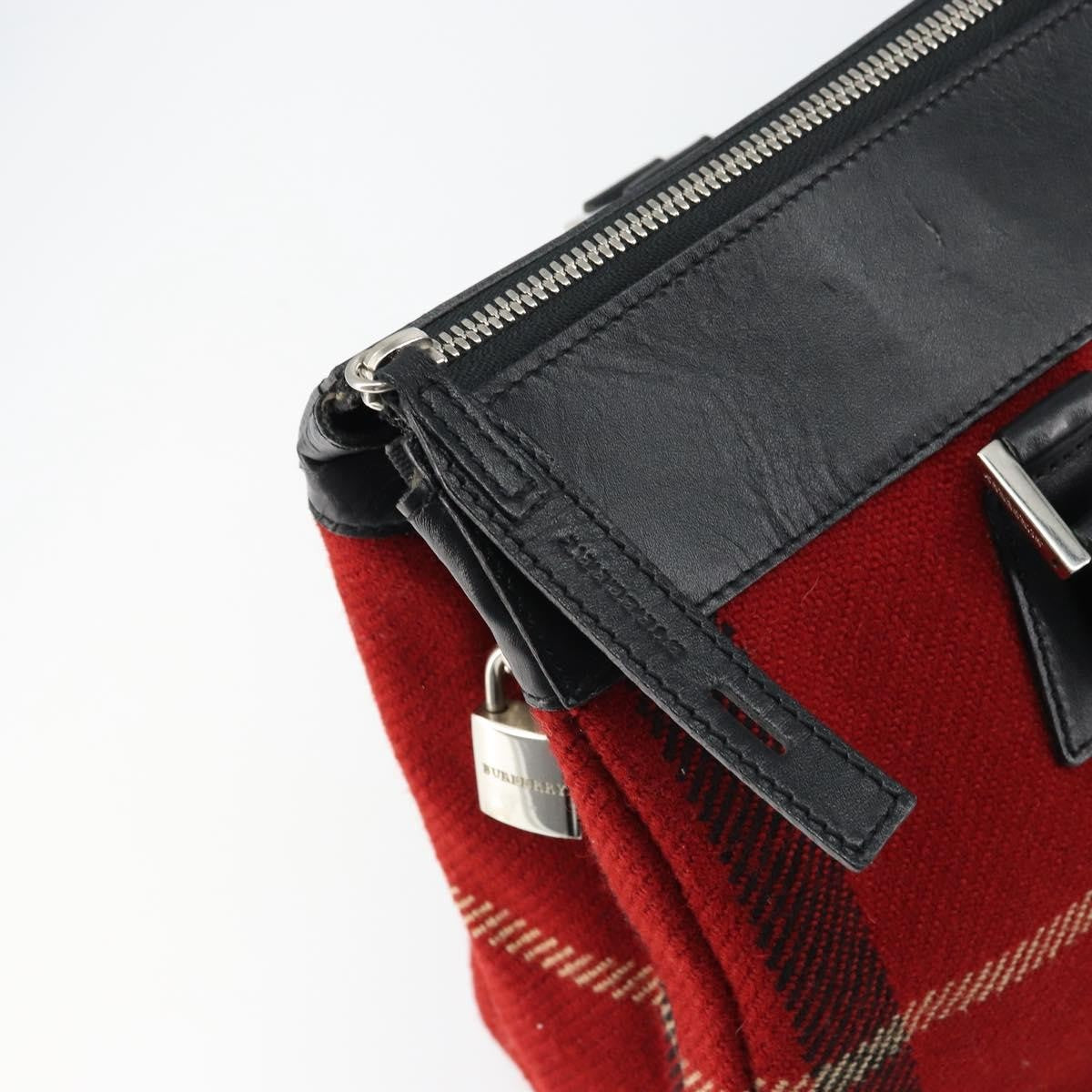 Burberry Nova Check Handbag Wool, RED, WOOL, Handbag
