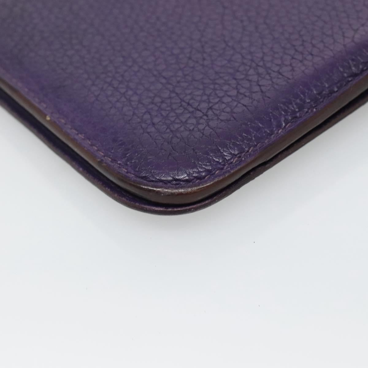 Hermes Dogon Duo Combined Wallet Leather, PURPLE, LEATHER, Wallets