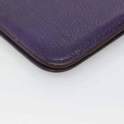 Hermes Dogon Duo Combined Wallet Leather, PURPLE, LEATHER, Wallets