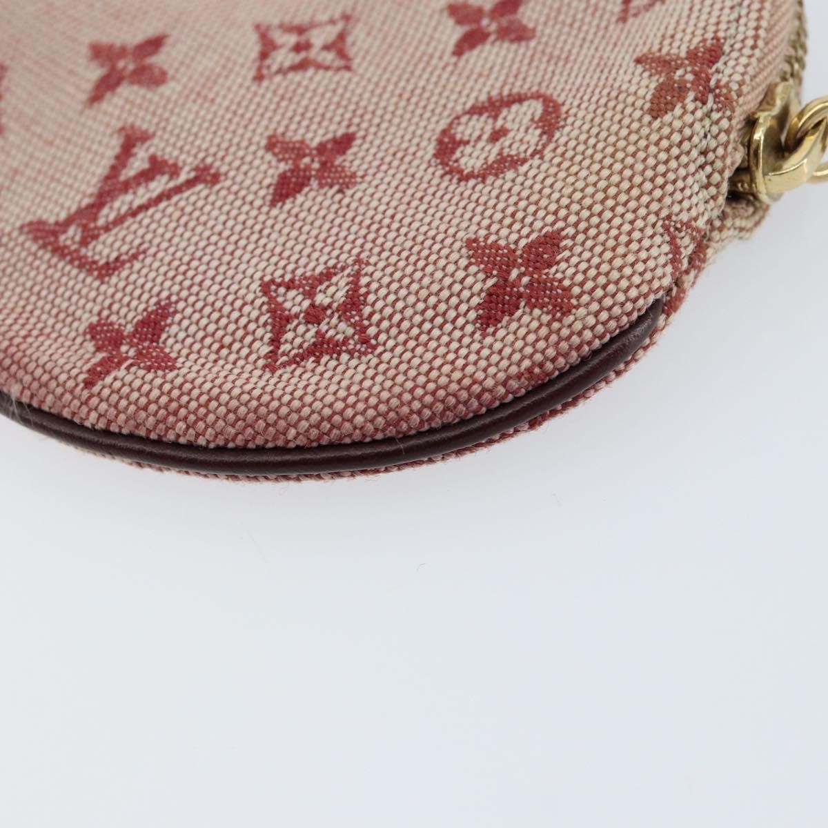 Louis Vuitton Round Coin Purse Mini Lin, RED, CANVAS, Wallets