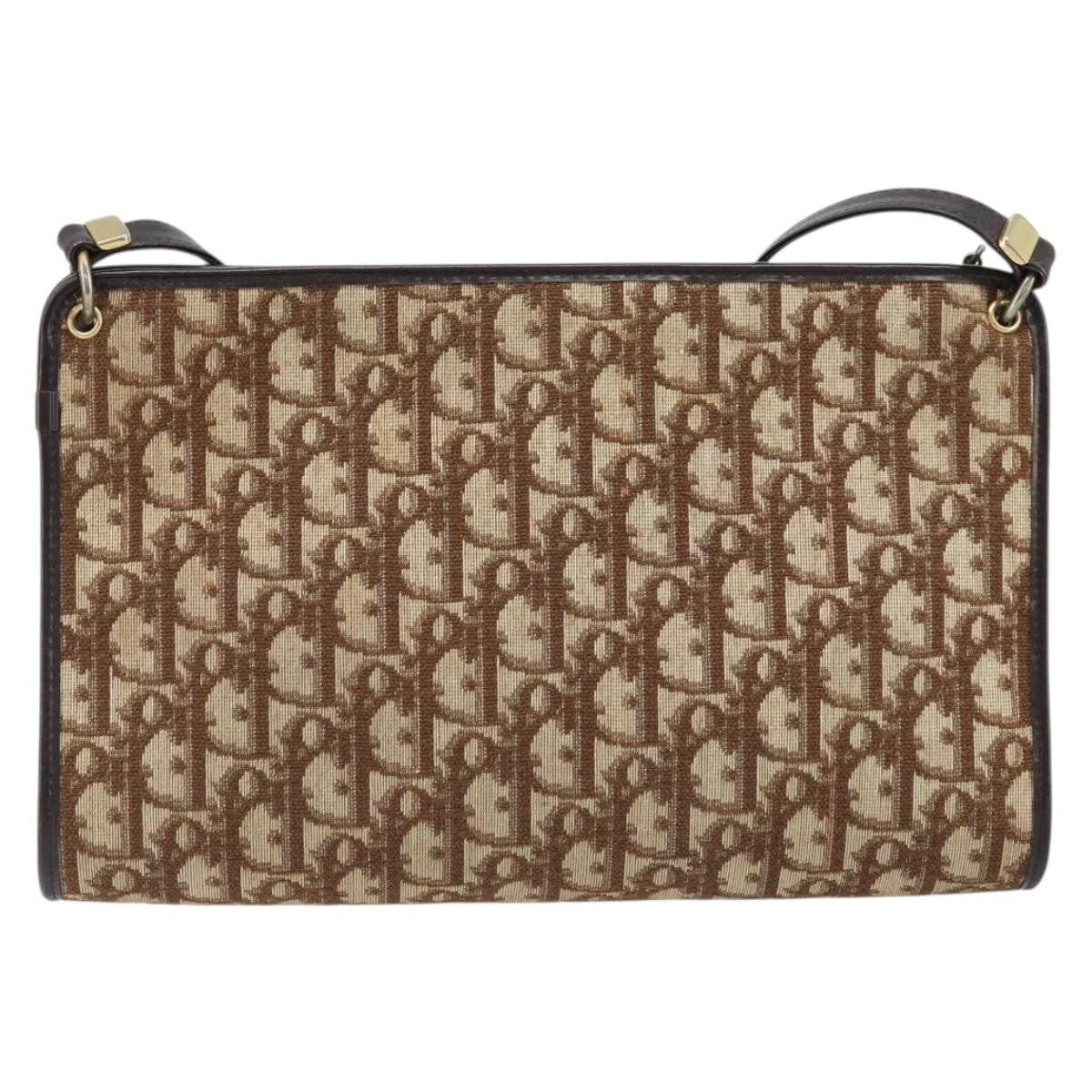 Christian Dior Vintage Trotter Shoulder Bag Canvas, BEIGE, CANVAS, Shoulder bag