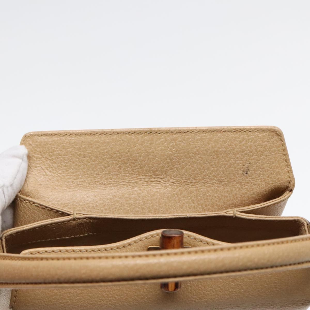 Gucci Vintage Convertible Bamboo Box Crossbody Bag Leather, Beige, Leather, Handbag