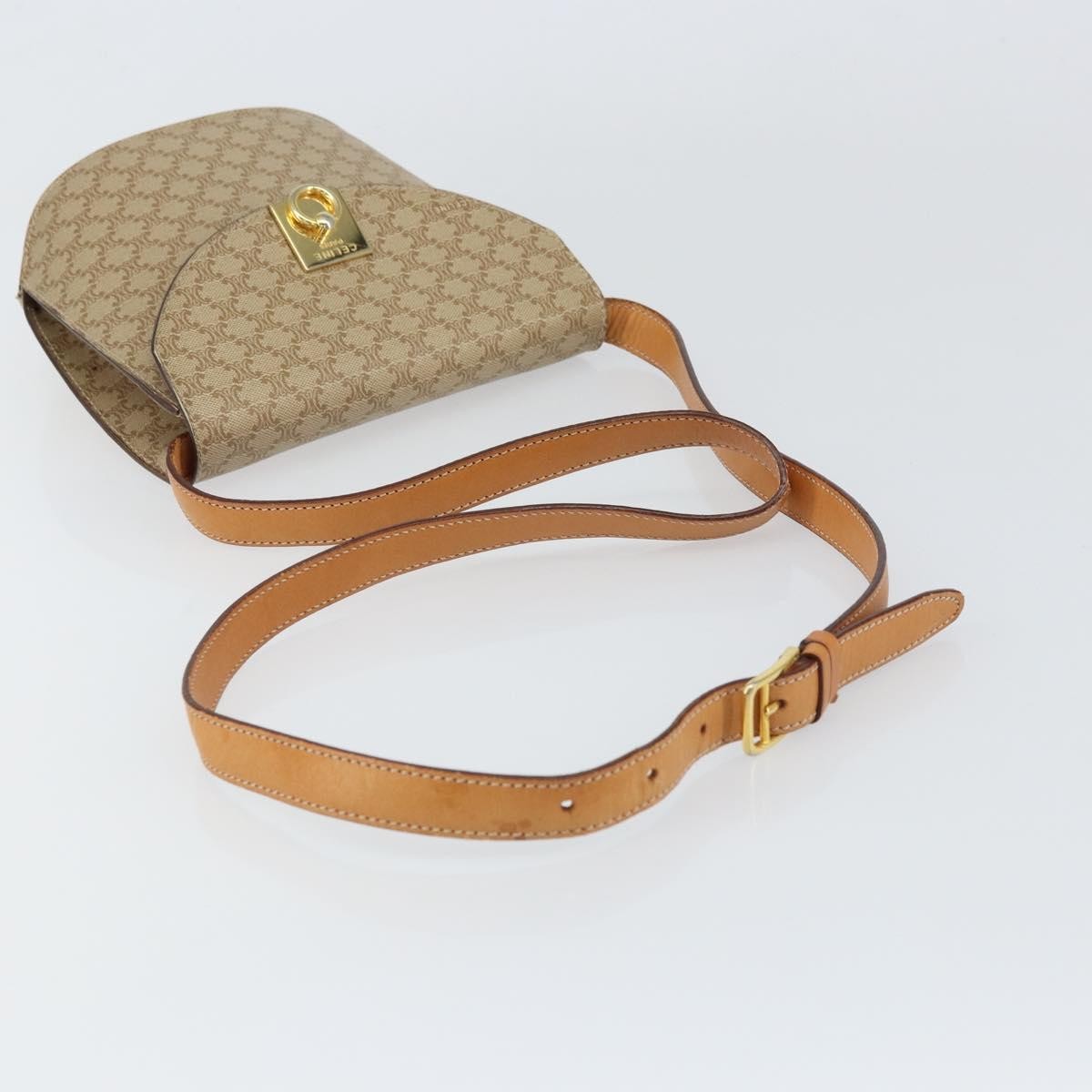Celine Vintage Macadam Shoulder Bag Canvas, BEIGE, CANVAS, Shoulder bag