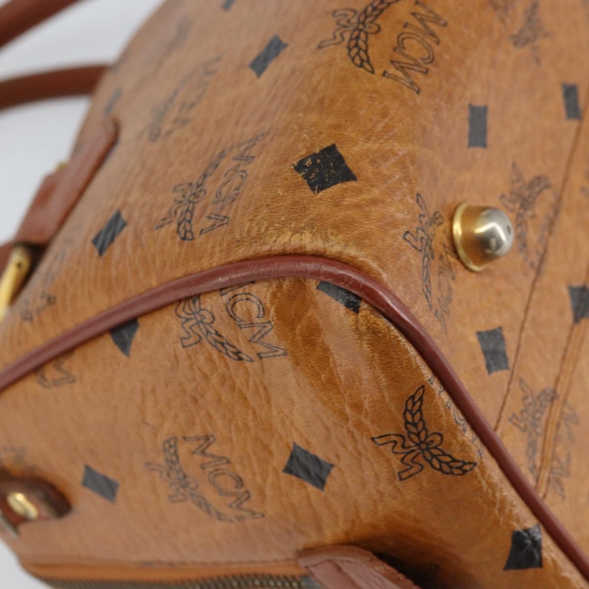 MCM Visetos Handbag Canvas and Leather, BROWN, CANVAS, Handbag
