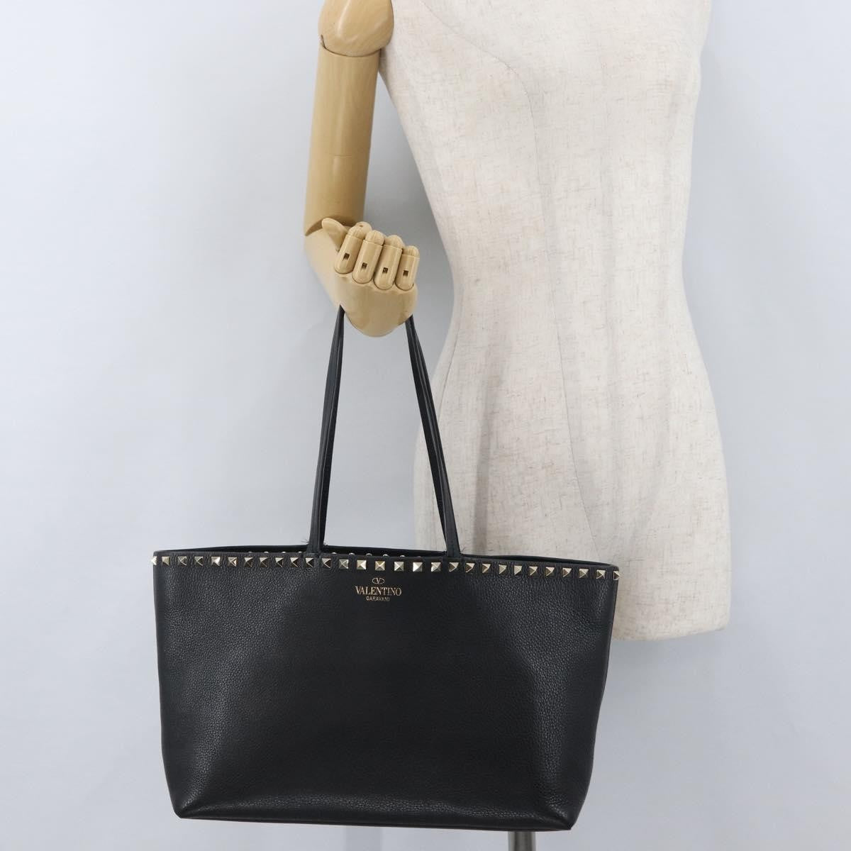 Valentino Garavani Rockstud Shopper Tote Leather, BLACK, LEATHER, Tote bag