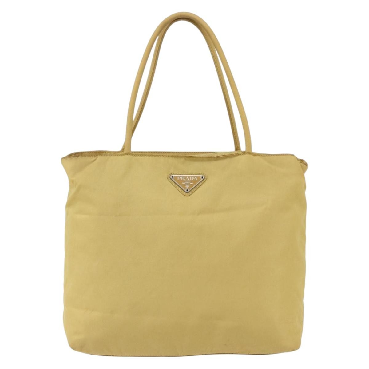 Prada Vintage Tote Tessuto, YELLOW, NYLON, Tote bag