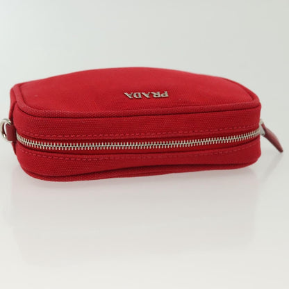 Prada Zip Around Toiletry Bag Canvas, RED, CANVAS, Clutche & pouche