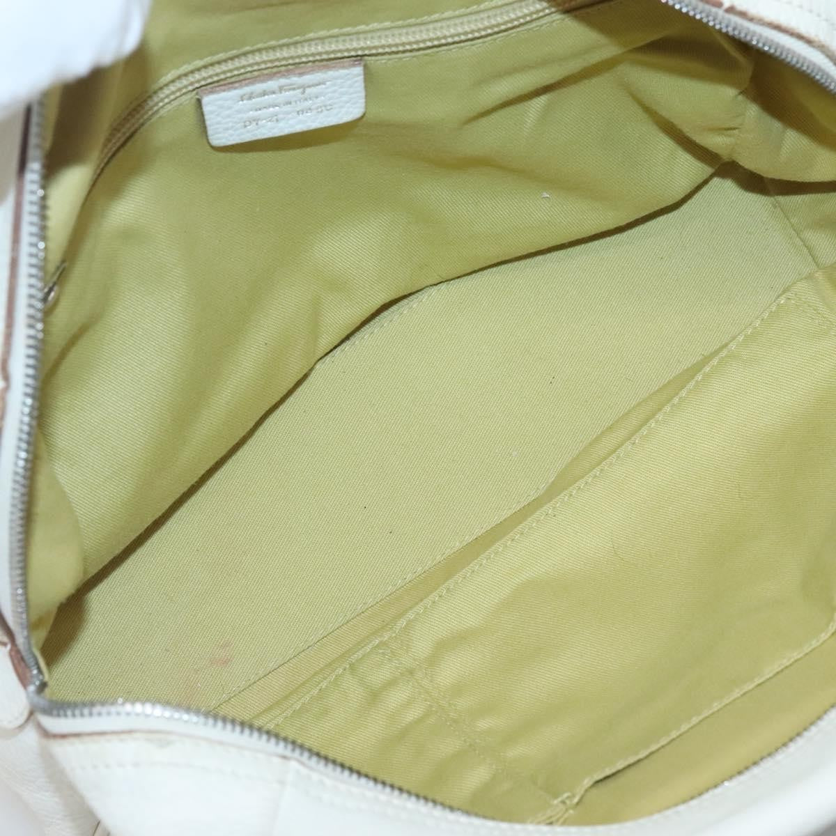 Salvatore Ferragamo Gancini Buckle Shoulder Bag Leather, White, Leather, Shoulder Bag