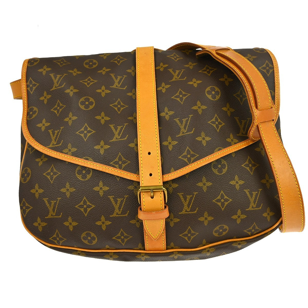 Louis Vuitton Saumur Handbag Monogram Canvas, Brown, Canvas, Shoulder Bag