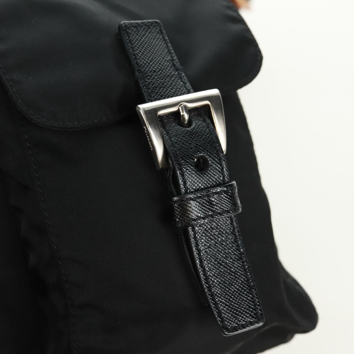 Prada Double Pocket Drawstring Shoulder Bag Tessuto, Black, Nylon, Shoulder Bag