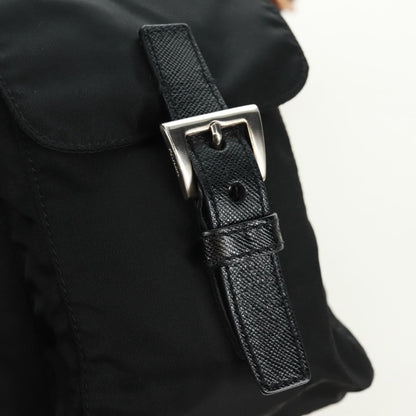 Prada Double Pocket Drawstring Shoulder Bag Tessuto, Black, Nylon, Shoulder Bag