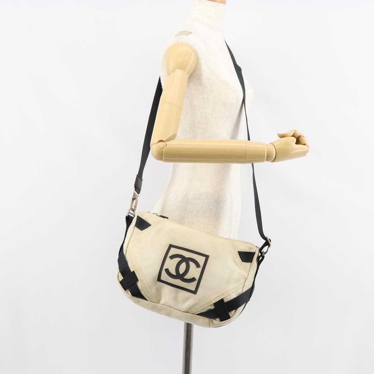 Chanel sports shoulder bag Coco mark, BEIGE, CANVAS, Shoulder bag
