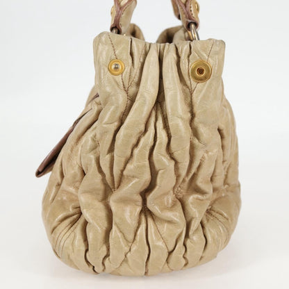 Miu Miu Coffer Convertible Satchel Leather, BEIGE, LEATHER, Handbag