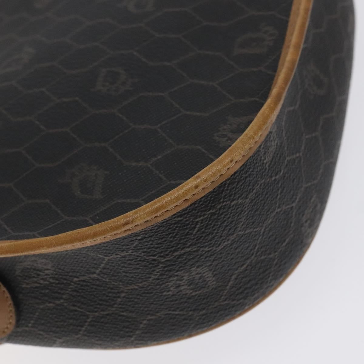 Christian Dior Vintage Honeycomb Flap Crossbody Bag Coated Canvas, BLACK, CANVAS, Crossbody bag