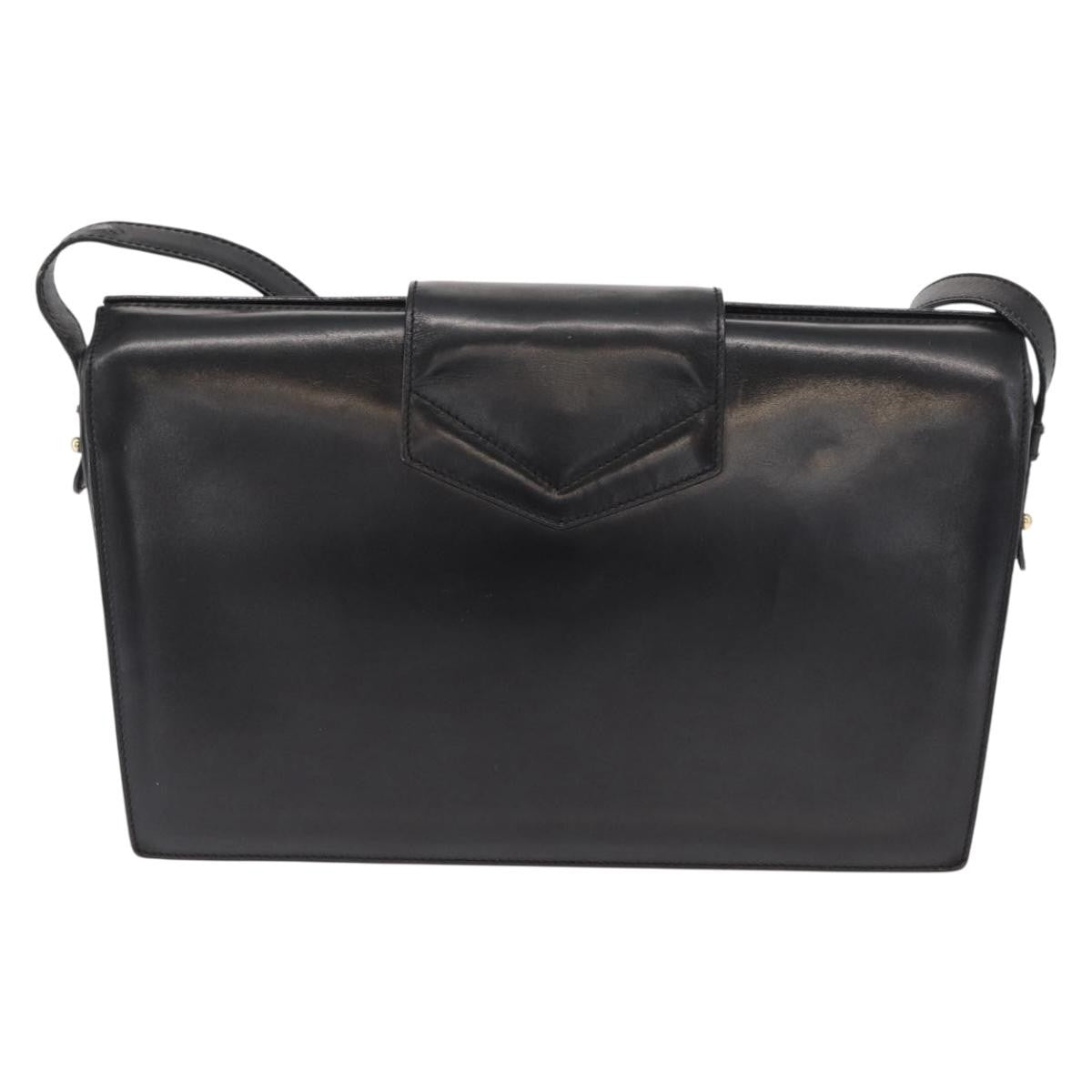 Celine Vintage Shoulder Bag Leather, BLACK, LEATHER, Shoulder bag
