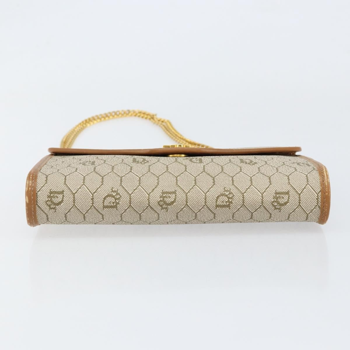 Christian Dior Vintage Honeycomb chain Canvas, BEIGE, CANVAS, Shoulder bag