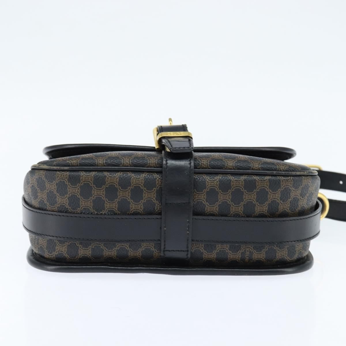 Celine Vintage Macadam Shoulder Bag Canvas and Leather, BLACK, CANVAS, Shoulder bag