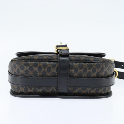 Celine Vintage Macadam Shoulder Bag Canvas and Leather, BLACK, CANVAS, Shoulder bag