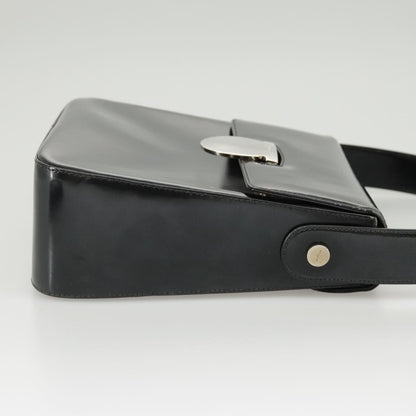 Salvatore Ferragamo Gancini handbag Leather, BLACK, LEATHER, Handbag