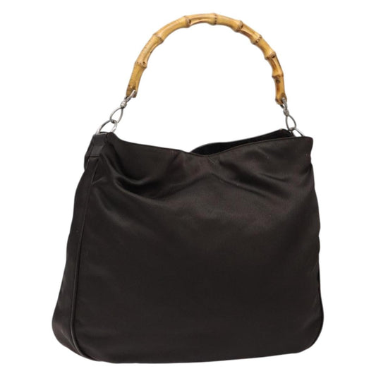 Gucci Vintage Bamboo Shoulder Bag Nylon, BROWN, NYLON, Shoulder bag
