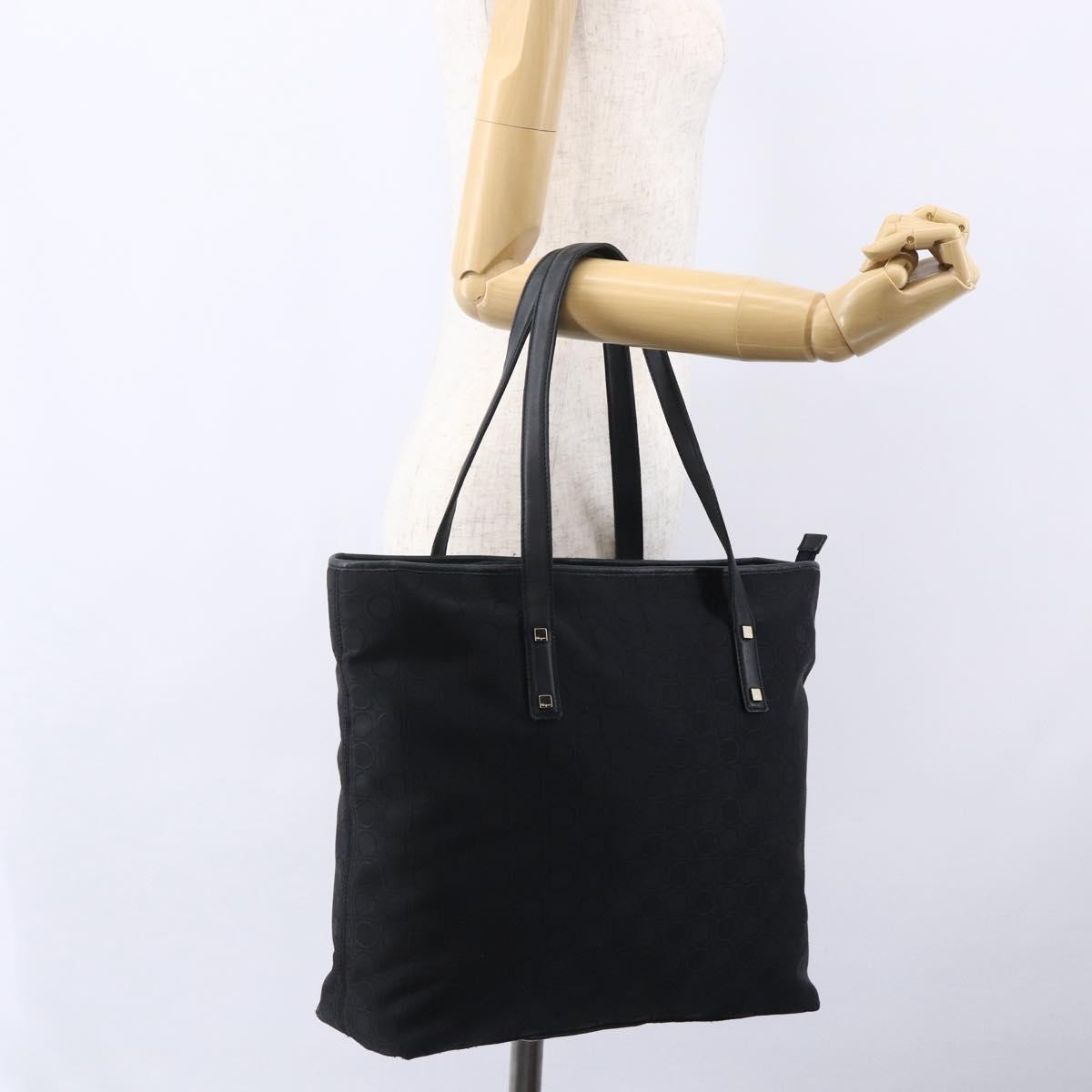 Salvatore Ferragamo Gancini Tote Gancini Canvas, BLACK, CANVAS, Tote bag