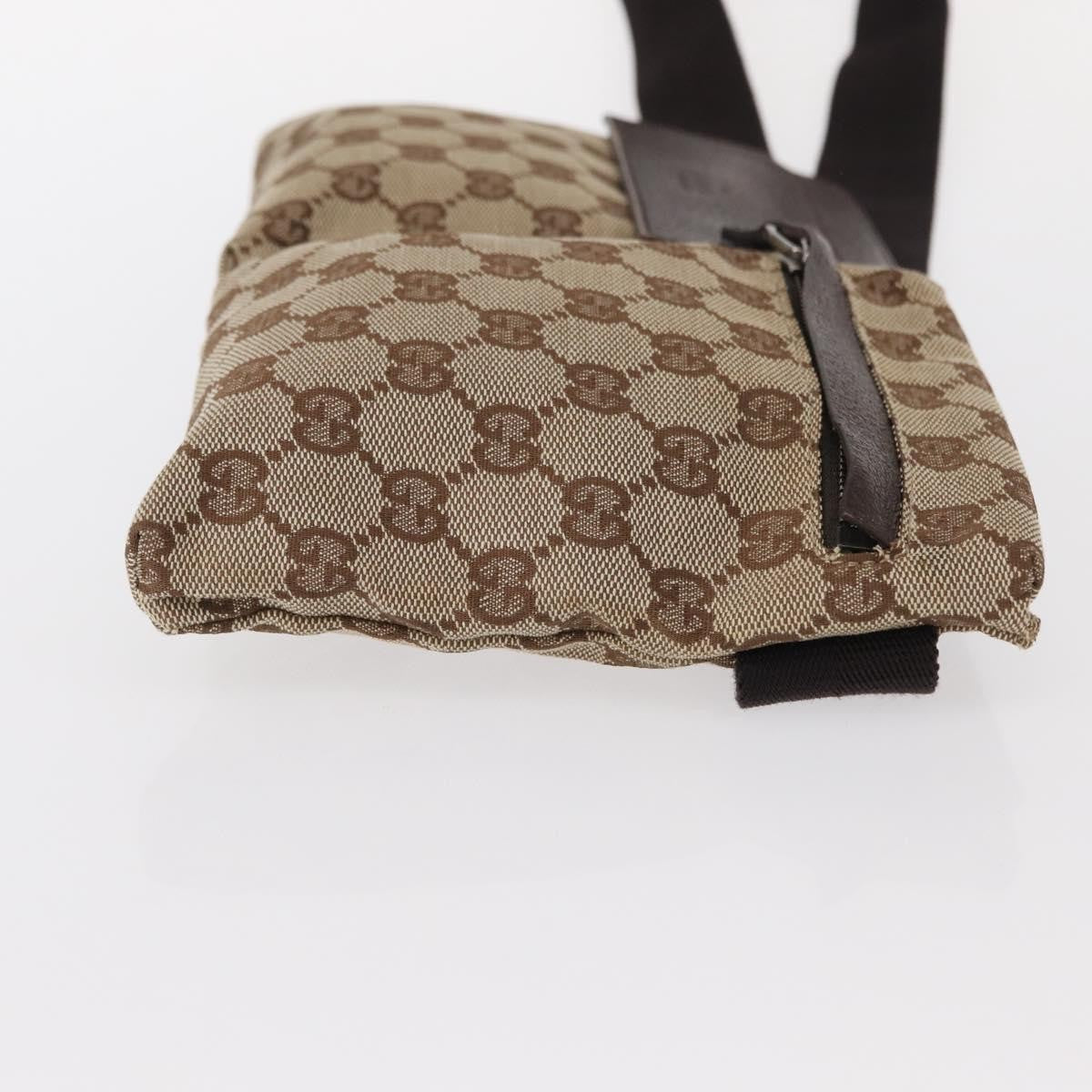 Gucci Vintage Double Belt Bag GG Canvas with Leather, BEIGE, CANVAS, Shoulder bag
