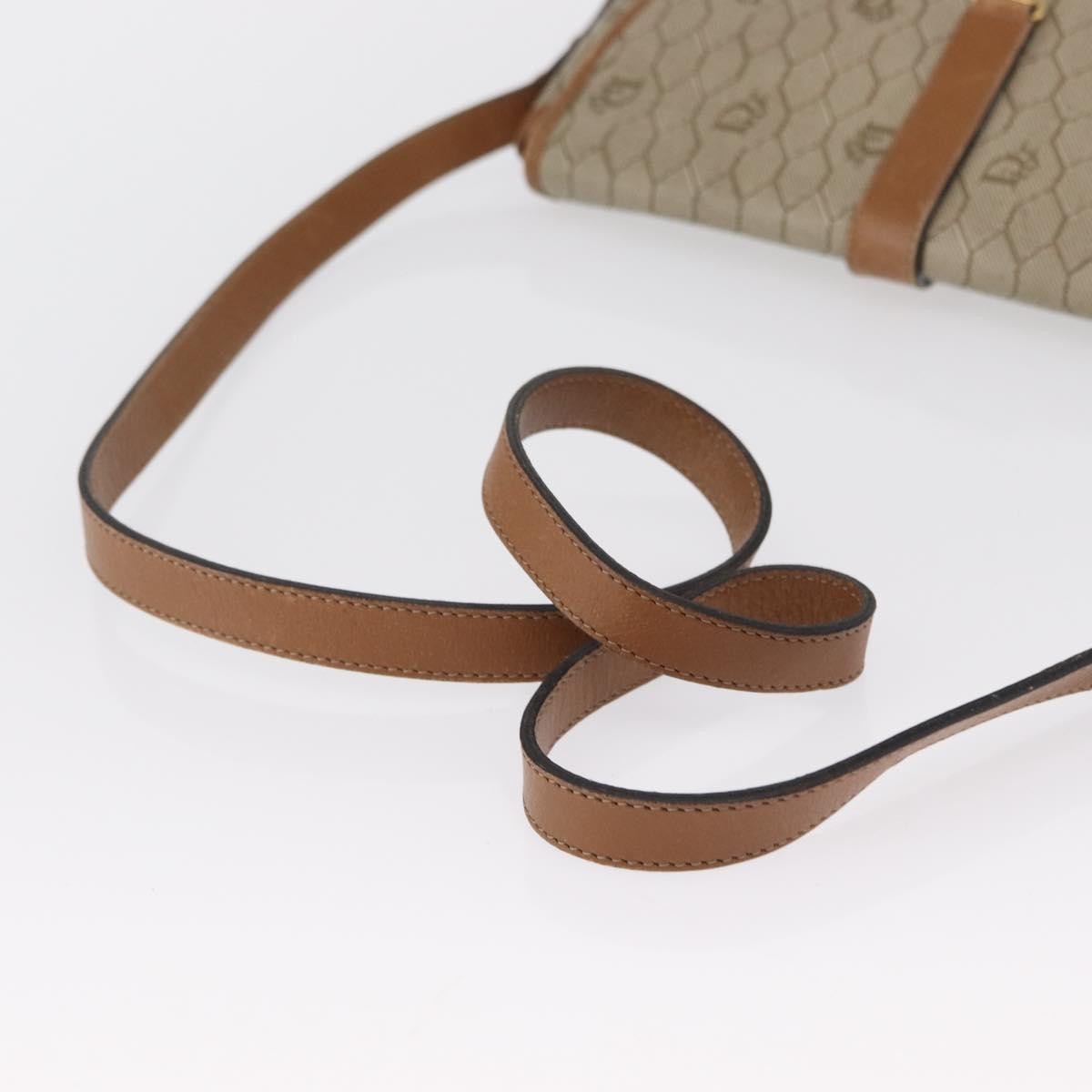 Christian Dior Vintage Honeycomb Shoulder Bag Canvas and Leather, BEIGE, CANVAS, Shoulder bag