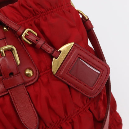 Prada Gaufre Convertible Tote Leather and Tessuto, RED, NYLON, Handbag