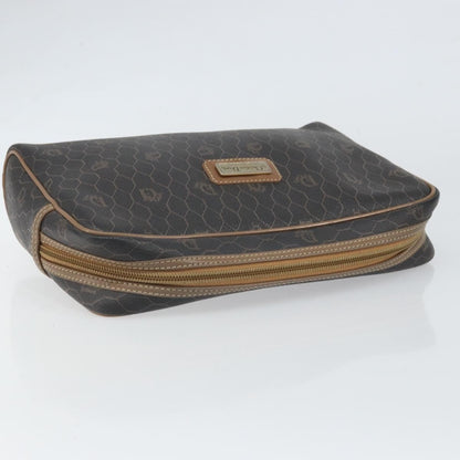 Christian Dior Vintage Honeycomb Zip Pouch Canvas and Leather, BLACK, CANVAS, Clutche & pouche