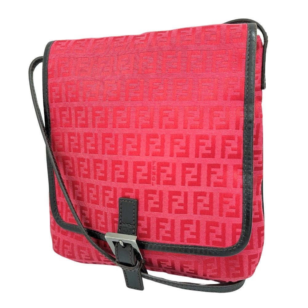 Fendi Flap Crossbody Bag Zucca Canvas, RED, CANVAS, Shoulder bag