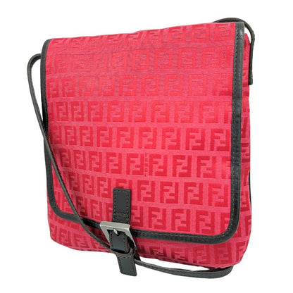 Fendi Flap Crossbody Bag Zucca Canvas, RED, CANVAS, Shoulder bag