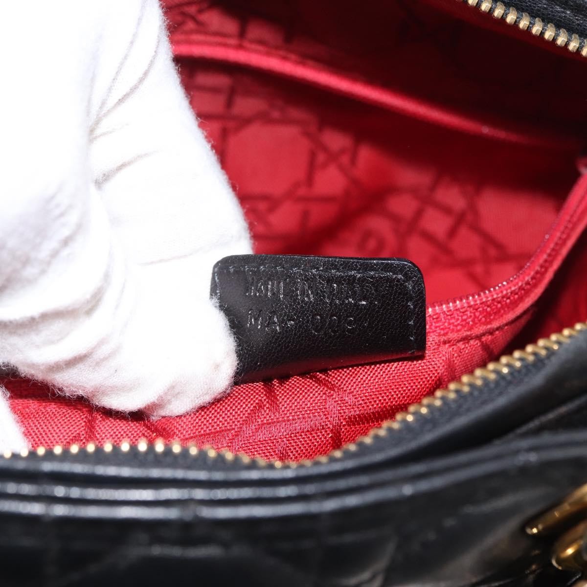 Christian Dior Vintage Lady Dior Bag Cannage Quilt Lambskin, BLACK, LEATHER, Tote bag