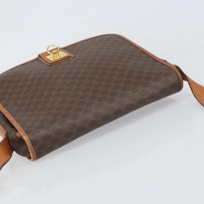 Celine Vintage Macadam Shoulder Bag Canvas and Leather, BROWN, CANVAS, Shoulder bag
