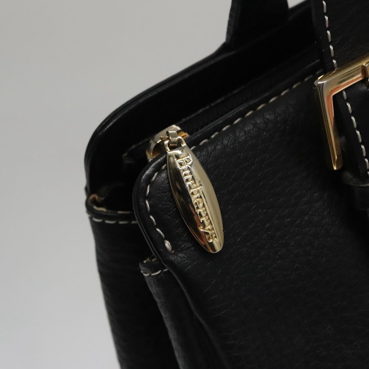 Burberry Vintage Handbag Leather, BLACK, LEATHER, Handbag