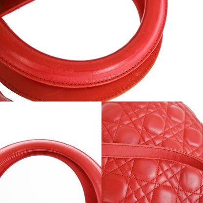 Christian Dior Vintage Lady Dior Bag Cannage Quilt Lambskin, Red, Leather, Handbag