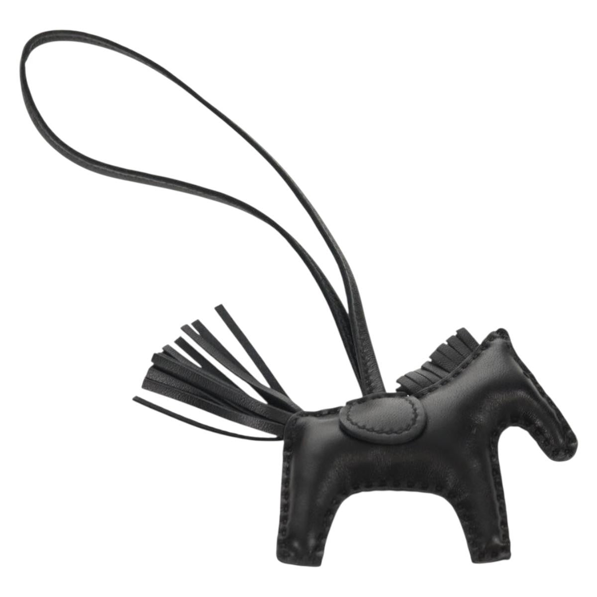 Hermes So Black GriGri Rodeo Bag Charm Leather, BLACK, LEATHER, Charms and Keychains