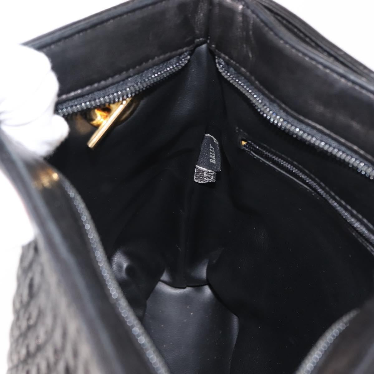 Bally Vintage Chain Shoulder Bag Quilted Leather, BLACK, LEATHER, Shoulder bag