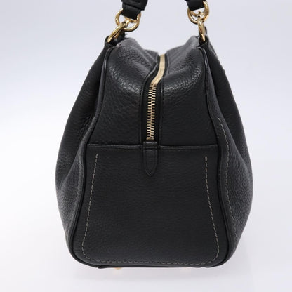 Salvatore Ferragamo Gancini handbag Leather, BLACK, LEATHER, Handbag