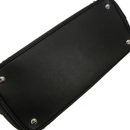 Prada Grommet Galleria Double Zip Tote City Calfskin, BLACK, LEATHER, Shoulder bag