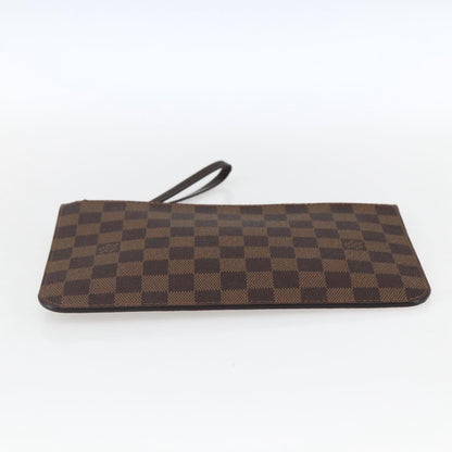 Louis Vuitton Neverfull Pochette Damier, BROWN, CANVAS, Clutche & pouche