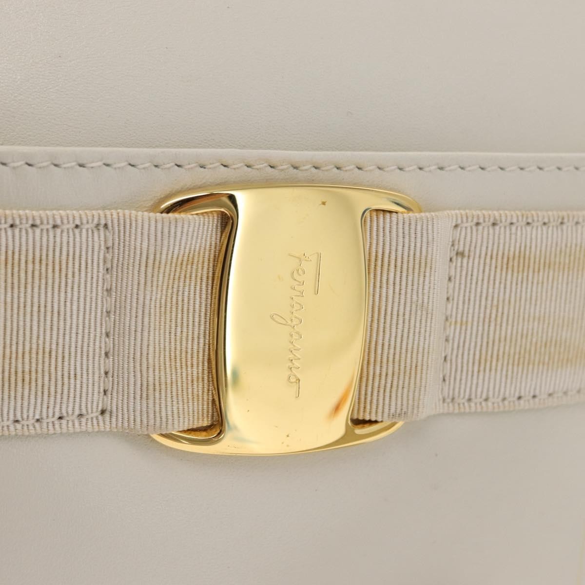Salvatore Ferragamo Vala Shoulder Bag Leather, WHITE, LEATHER, Shoulder bag