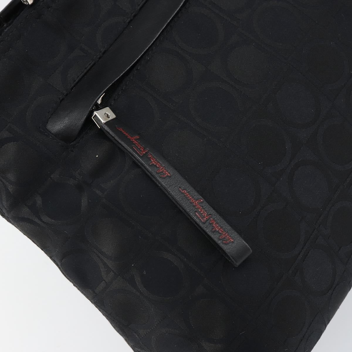Salvatore Ferragamo Gancini Tote Nylon, BLACK, NYLON, Tote bag