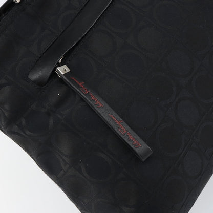 Salvatore Ferragamo Gancini Tote Nylon, BLACK, NYLON, Tote bag