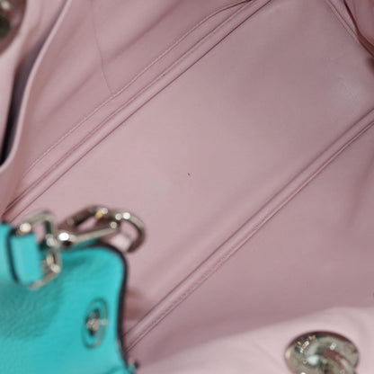 Christian Dior Diorissimo Tote Pebbled Leather, TURQUOISE, LEATHER, Tote bag