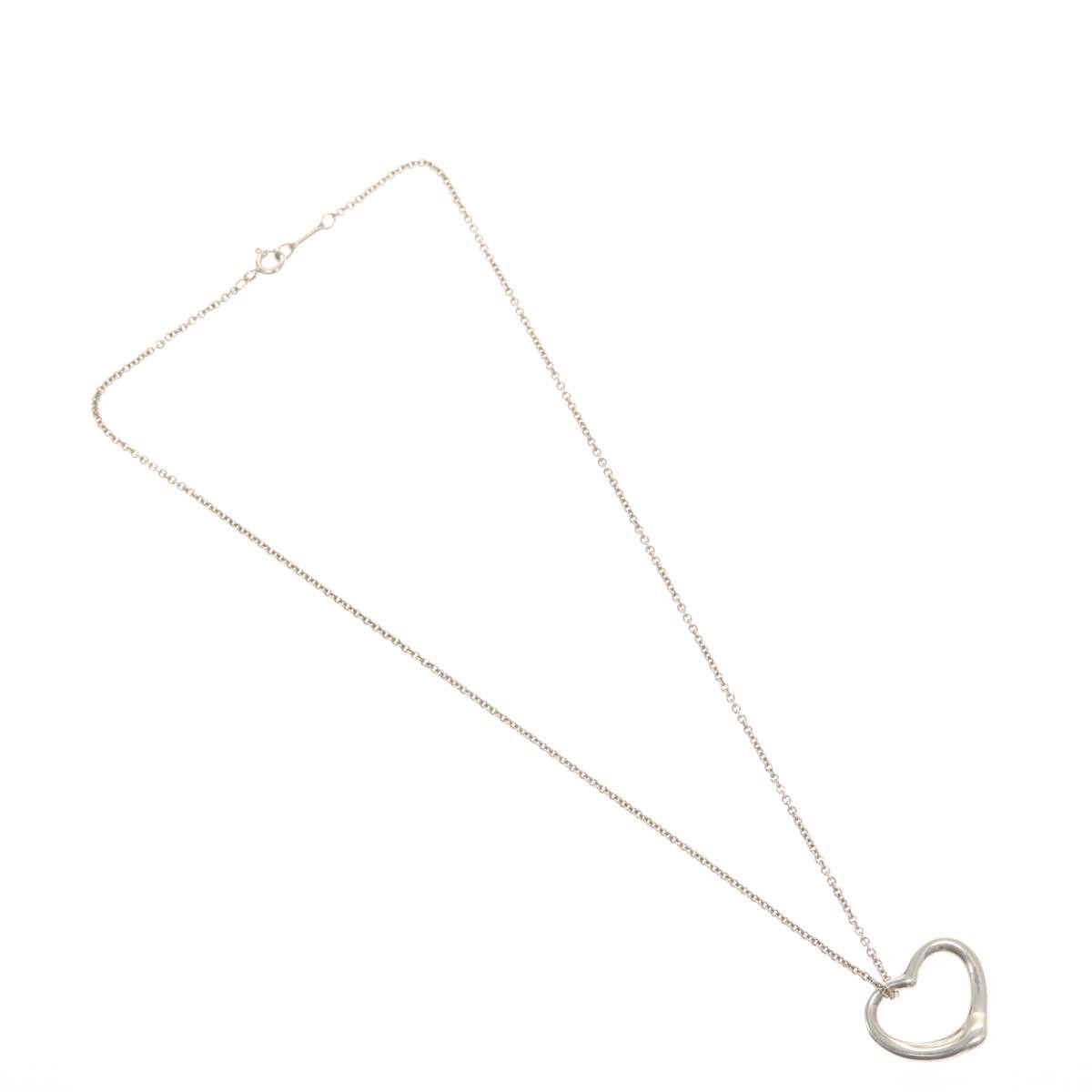 Tiffany & Co. Elsa Peretti Open Heart Pendant Necklace Sterling Silver, SILVER, SILVER, Necklace