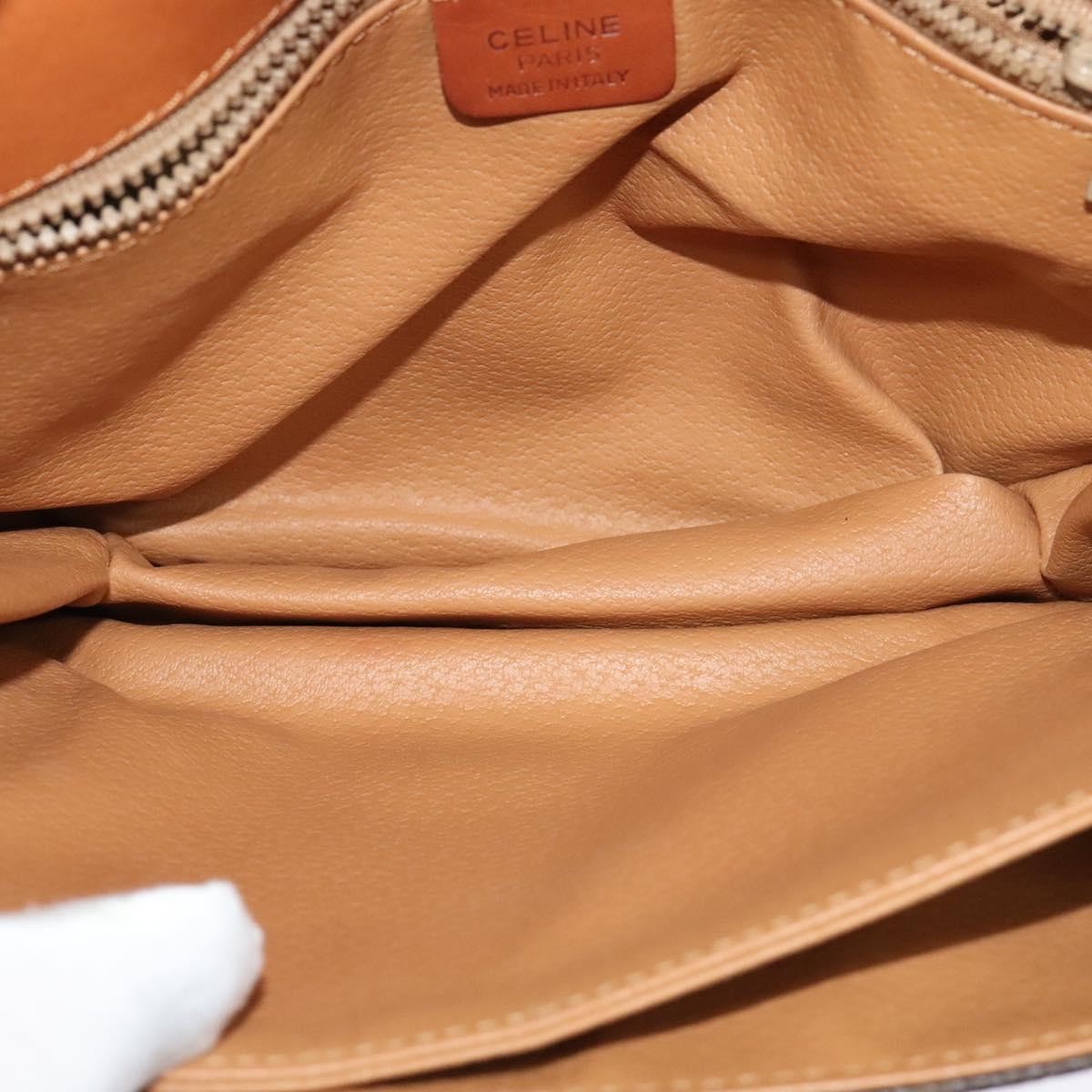 Celine Vintage Macadam Shoulder Bag Canvas and Leather, Brown, Canvas, Shoulder Bag