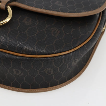 Christian Dior Vintage Honeycomb Shoulder Bag Canvas and Leather, BLACK, CANVAS, Shoulder bag